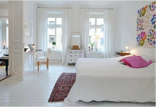 Einrichtungsideen schwedische Wohndeko weiß schlafzimmer