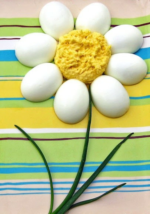 Dekoideen zu Ostern originell speise eier blumen