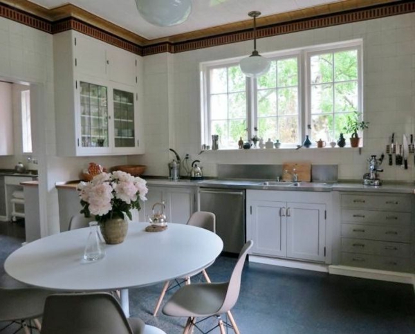 Küchen  im Landhausstil esstisch oval tischplatte weiß