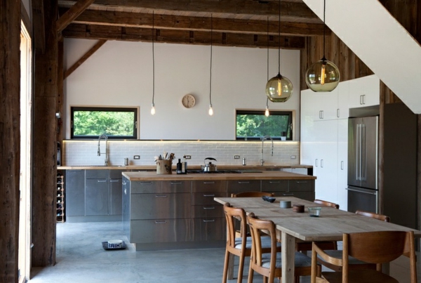 Küchen Designs  Landhausstil esstisch stühle lampen kugel