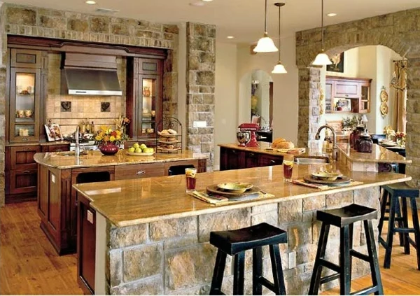 Küchen Designs mit Naturstein gestaltet barhocker