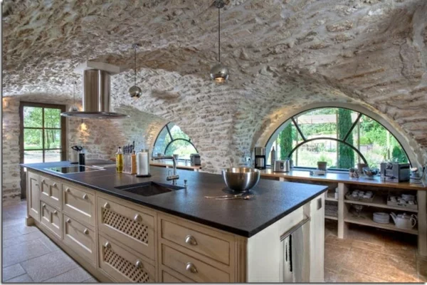 Küchen Design  Naturstein gestaltet fenster kochplatte