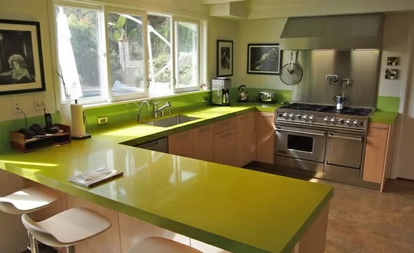 Küchenarbeitsplatte eiche lackiert grün 