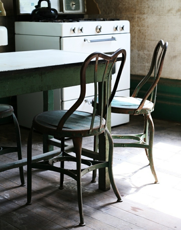 Küchentisch mit Stühlen rustikal ländlich metall