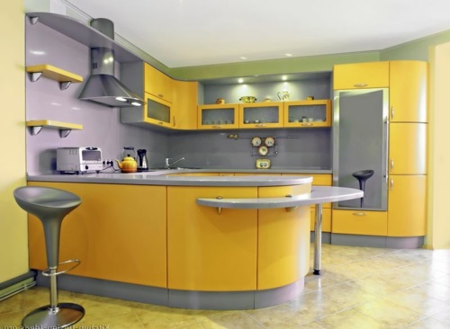 gelbe Küchen oberflächen arbeitsplatte kochplatte