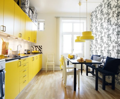  gelbe Küchen oberflächen glanz stil