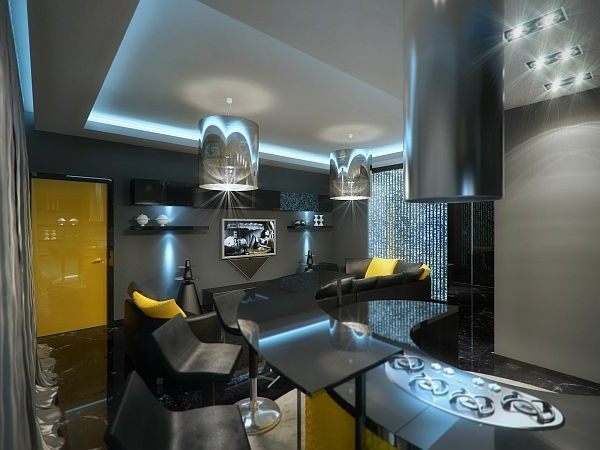 Luxus Apartment in Gelb und Schwarz glanzvoll tür
