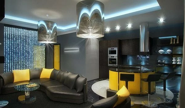 Luxus Apartment in Gelb und Schwarz