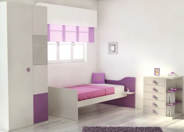  Schlafzimmer gestalten rosa lila stoffe