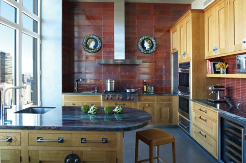 Einrichtungsideen  Küchen glanzvoll fliesen marmor