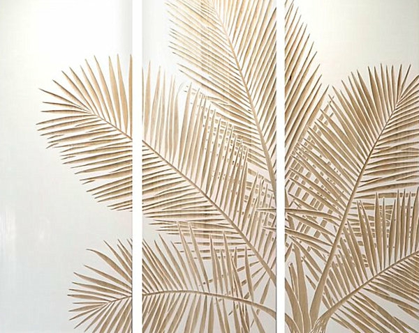 Wanddeko Esszimmer exotisch paneele palme