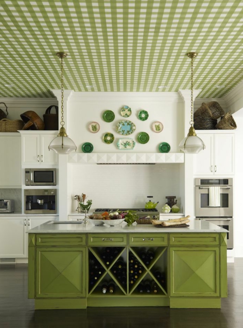 Wand teller Deko klassisch antik verziert grüne küche