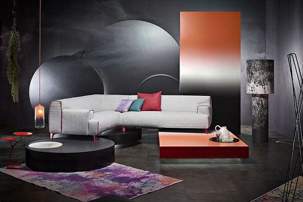 designer couch gebrochenes weiß geometrische formen