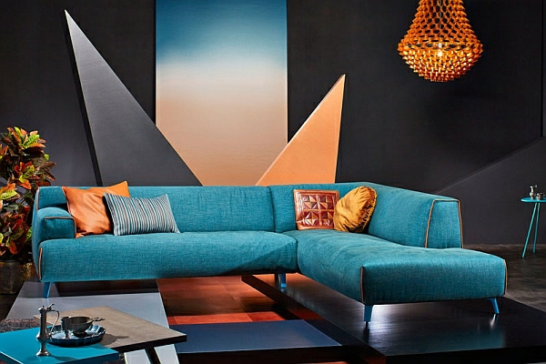 designer couch türkis lederkissen