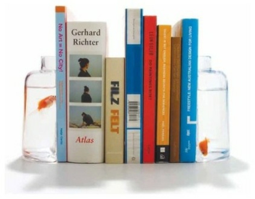  Bücherstützen glas wasser fische originell