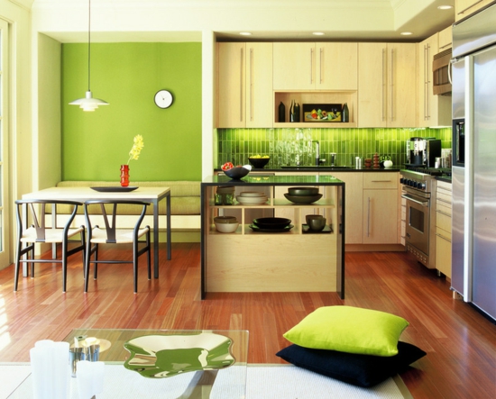 farben für küchenwände ideen grün fliesenspiegel wandfarbe frisch