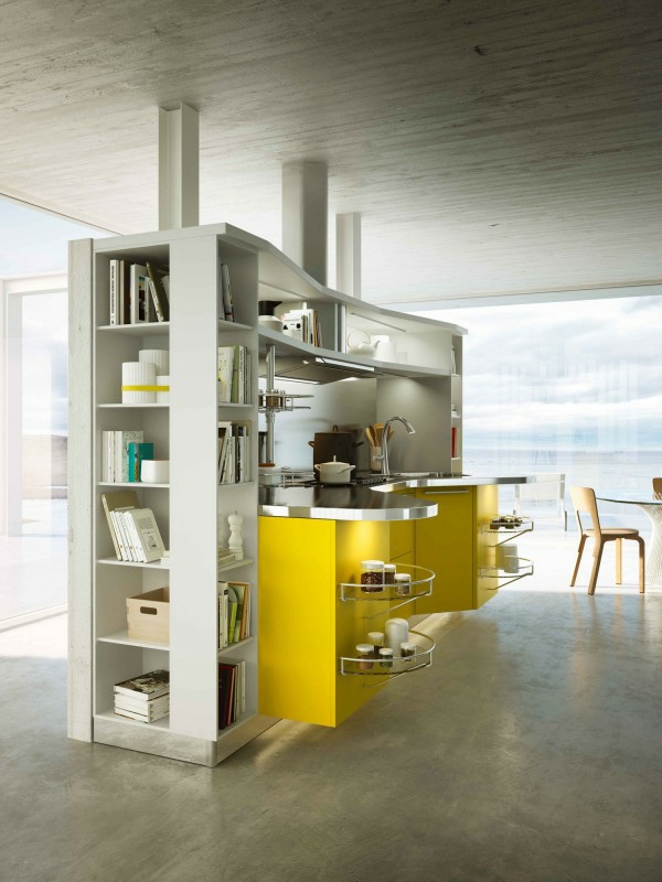 italienische küchenmöbel ergonomisch metallglanz gelb