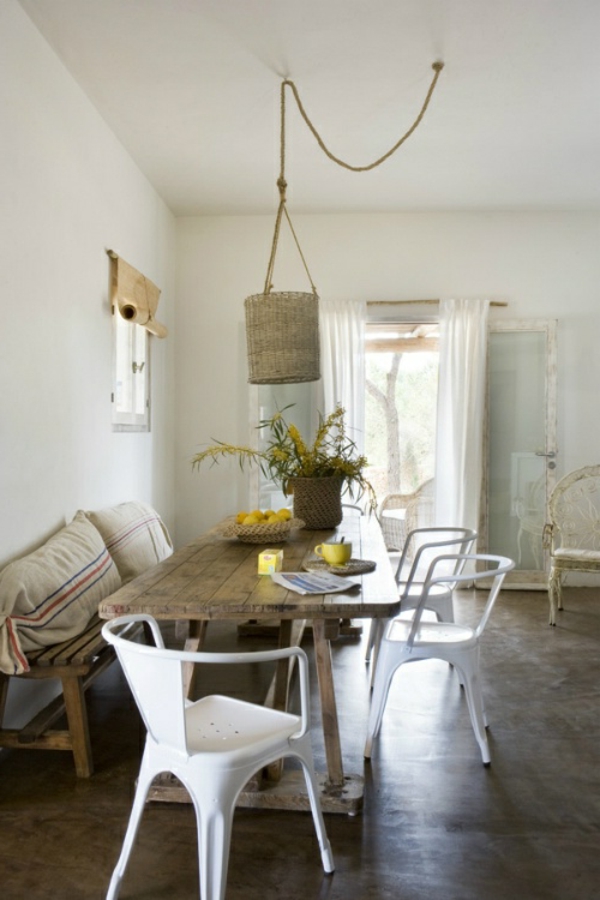 küche design esstisch stühle sitbank ländlich stil