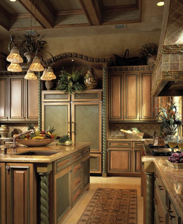 küchen designs marmor teakholz
