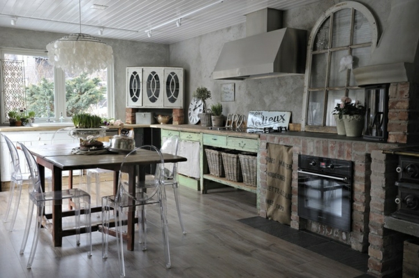 küchen designs shabby chic durchsichtige stühle
