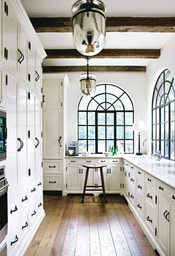 küchen designs weiß offenen deckenbalken