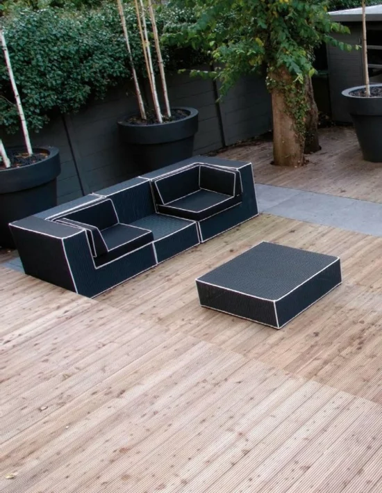 loungegartenmöbel minimalistisch schwarz