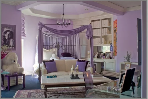 luxus interieur schlafzimmer hell lavendel