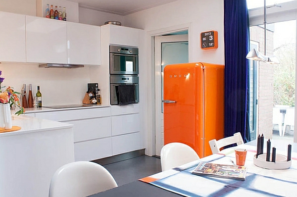 retro-küche smeg kühlschrank orange