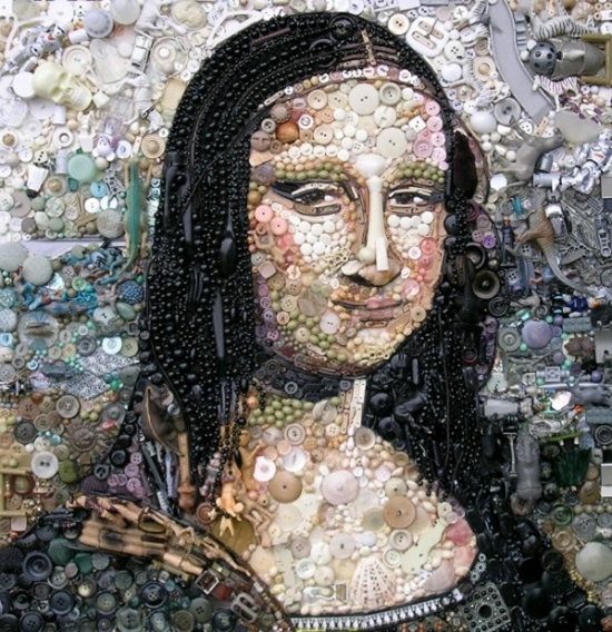Contemporary art aus recycelten Materialien mona lisa