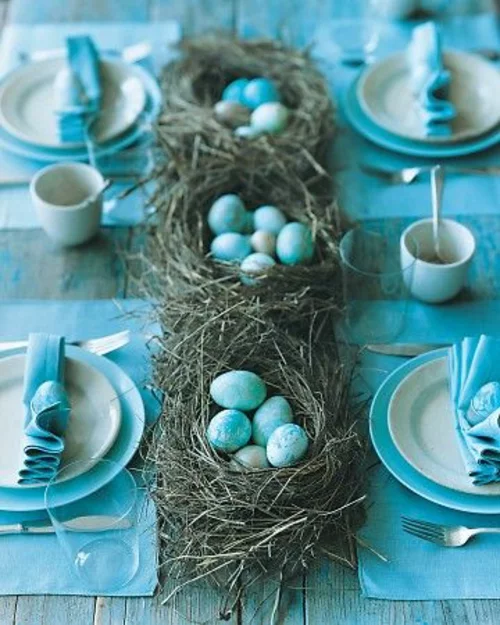  blau bemalt eier Frische Tischdeko zu Ostern