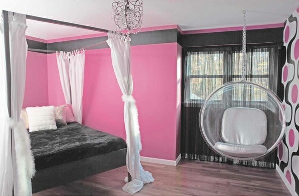 Hinreißender Schaukelstuhl im Schlafzimmer rosa wandgestaltung