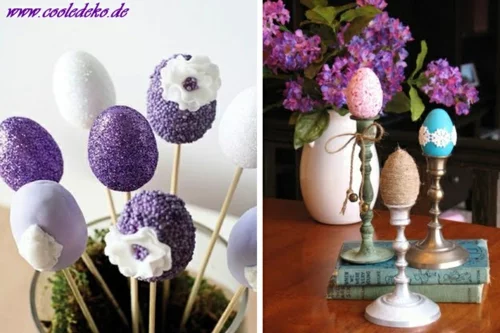 Osterdeko  Dekoartikel osterhasen blüten violett lila