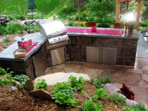 patio Küche mit Grill feuerstelle kompakt