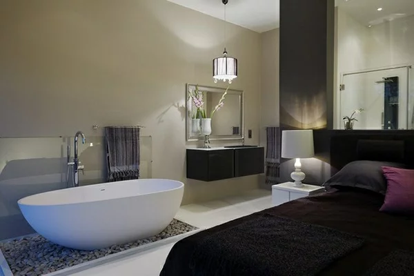 Romantisches Design kerzen Badewanne im Schlafzimmer teppich