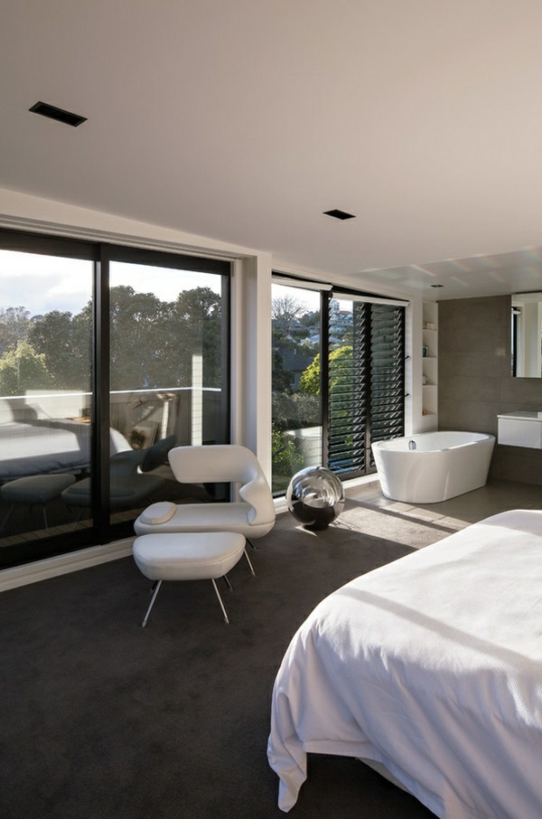 Romantisches Design minimalistisch Badewanne im Schlafzimmer idee