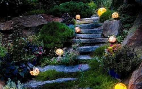 Schöner Garten elegant arrangiert gartengestaltung stein stufen
