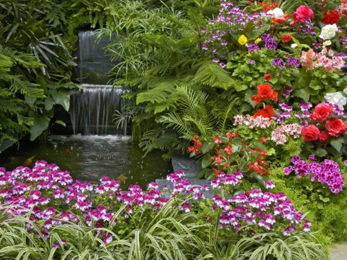  Garten elegant arrangiert sprungwasser kunstvoll