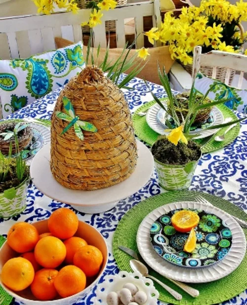 Tischdeko zu Ostern eierschale orange