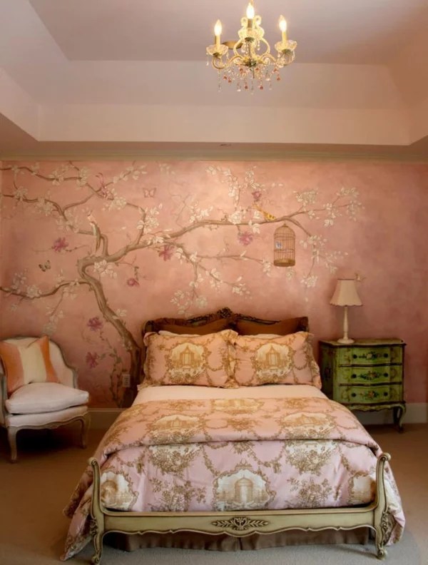 Wanddeko mit Fototapeten schlafzimmer nachttisch klassisch
