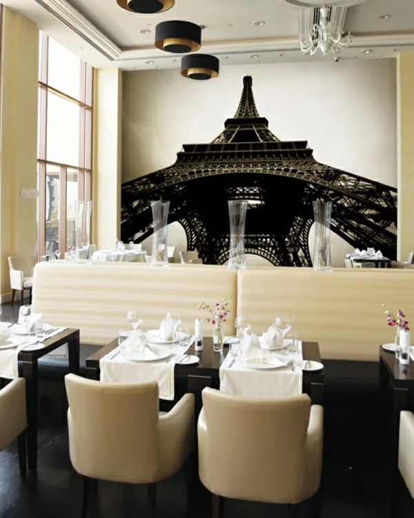 Wandgestaltung mit Fototapeten restaurant französsisch stil