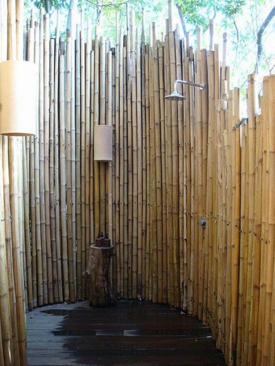 außendusche selber bauen bad im freien aus  bambus