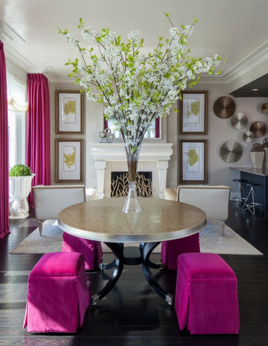 farbgestaltung und bunte wohnideen pink wohnzimmer farbakzente