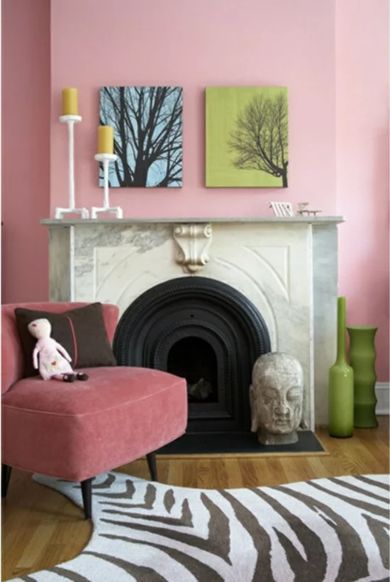 farbgestaltung und bunte wohnideen rosa wandfarbe wohnzimmer