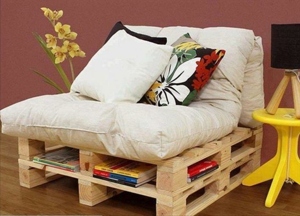 holz paletten möbel selbst basteln DIY ideen gelb lackiert