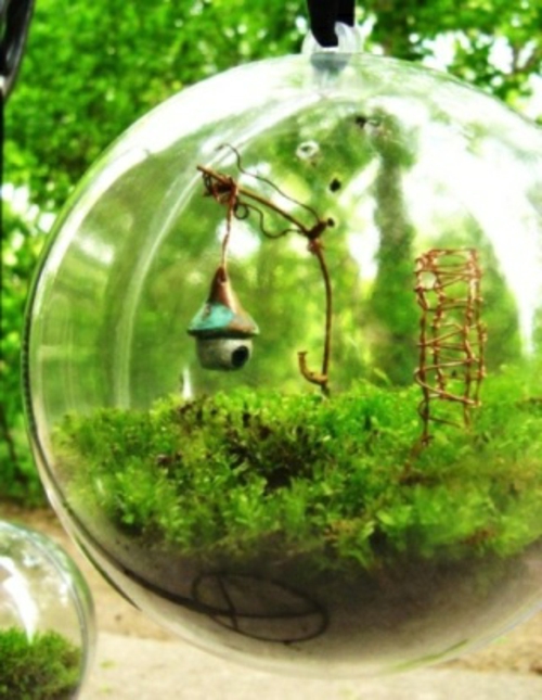originelle dekoideen glassphäre minigarten