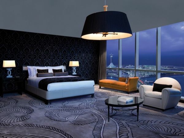 luxus hotelzimmer schwarzer deckenleuchter
