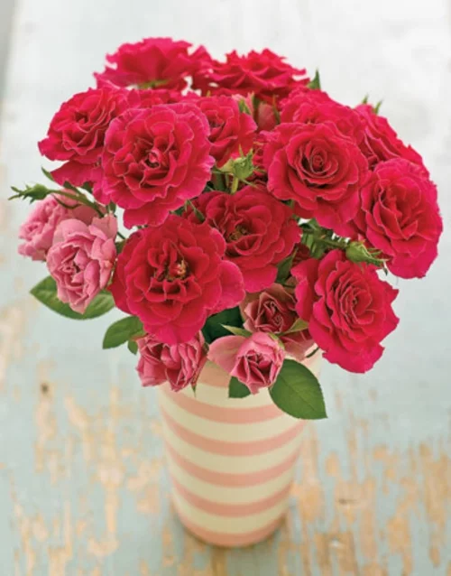 osterdekoration rosa rote rosen