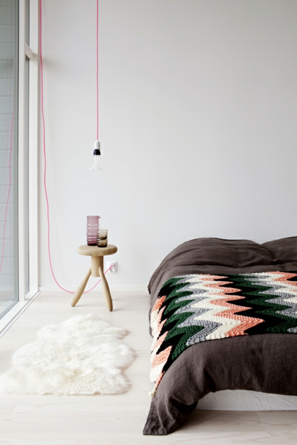 pendelleuchten design glühbirne fassung rosa kabel schlafzimmer