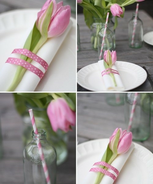 rosa tulpe glas osterdeko tischdeko frühling elegant