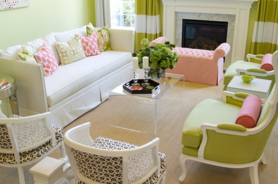 wohnzimmer pastellfarben rosa farbgestaltung und bunte wohnideen